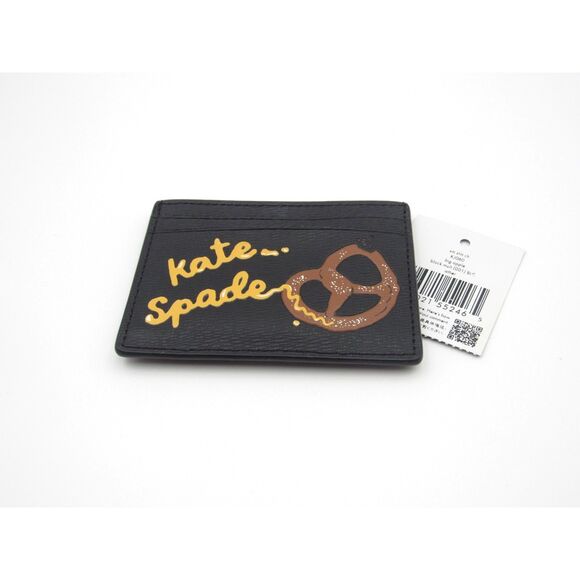 NWT Kate Spade NYC Big Apple Pretzel Small Saffiano Slim Card Case Holder Black - Picture 2 of 4